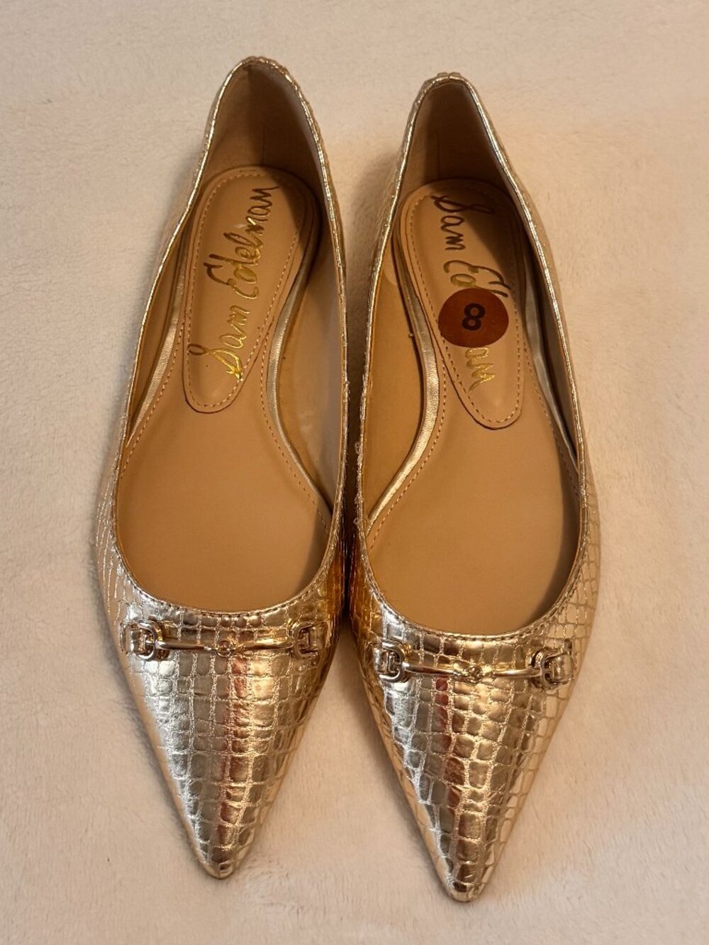 Sam Edelman Nori Flats Gold Croco Embossed Leather